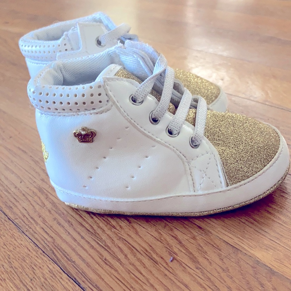 Glittery gold white juicy baby high top baby shoes